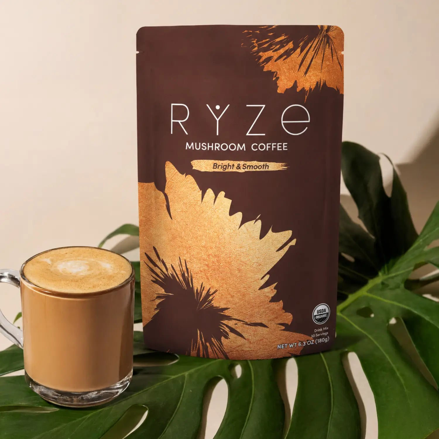RYZE Mushroom Coffee — Organic Instant Coffee with Cordyceps & Reishi, 30 Servings S4