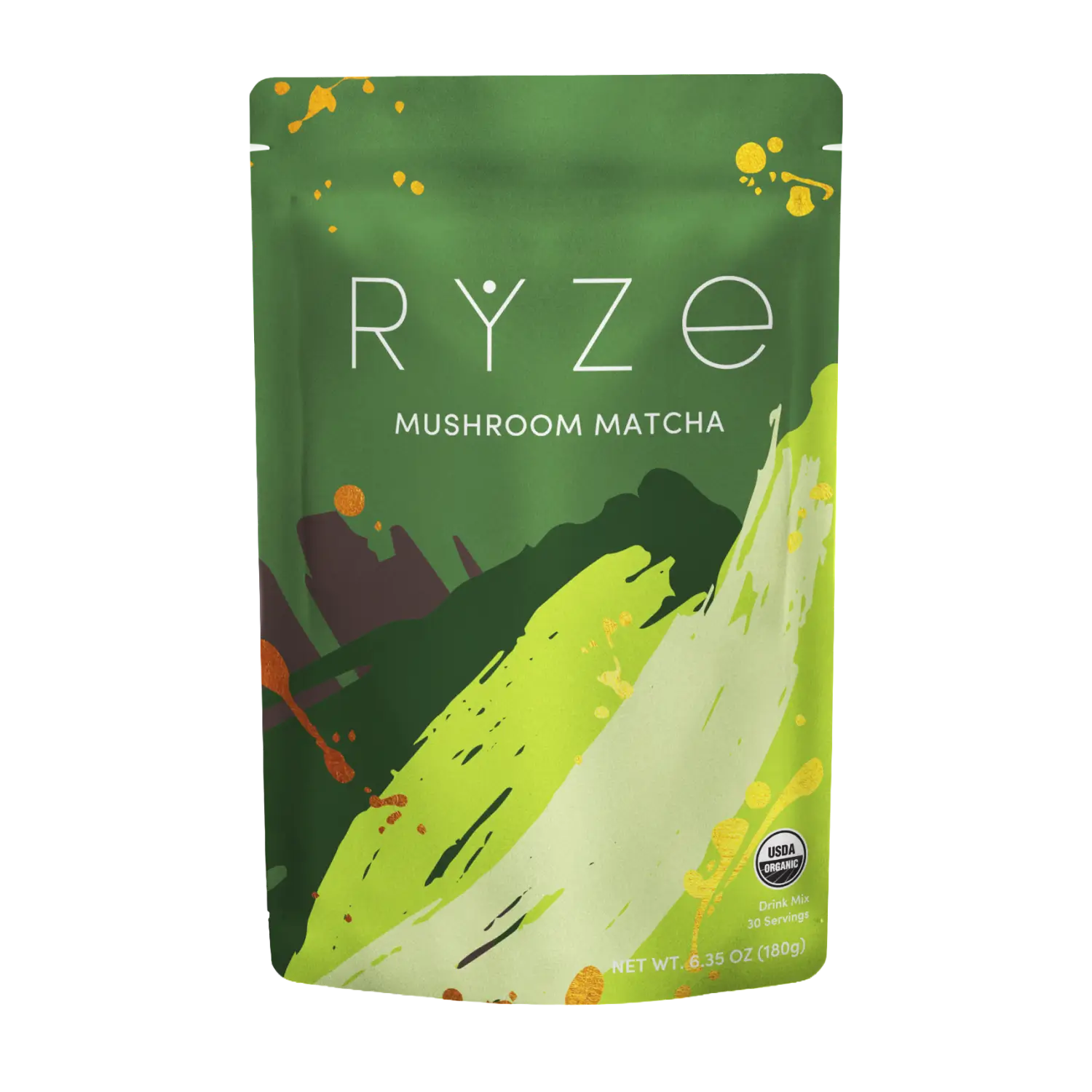 RYZE Mushroom Matcha — Organic Instant Matcha Latte with Lion's Mane & King Trumpet, 30 Servings A3