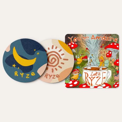 Coasters + Mushroom Magnet C6