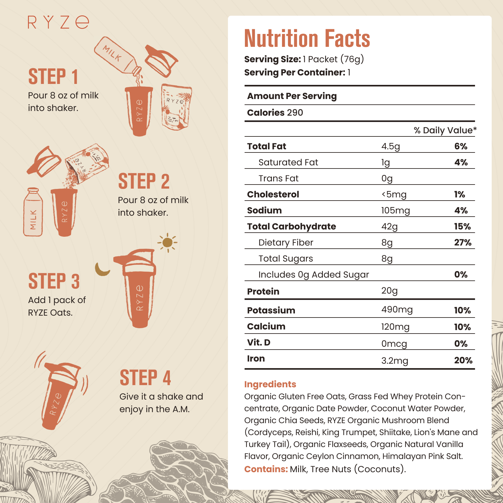 Mushroom Overnight Oats Pack (14 Servings) B8