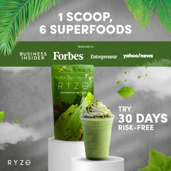 RYZE Mushroom Matcha - with 6 Organic Adaptogenic Mushrooms Grown In USA and Ceremonial-Grade Japanese Matcha P6